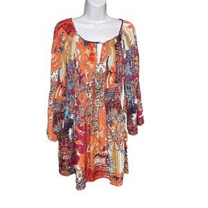 Avenue Womens Keyhole Blouse Smock Bodice Boho Peasant Sleeves Plus Size 26 c